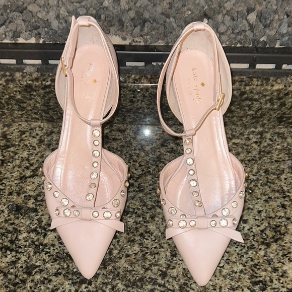kate spade Shoes - Kate Spade New York Becca Jeweled T-Strap Flats - Blush Pink (Sz 40)
